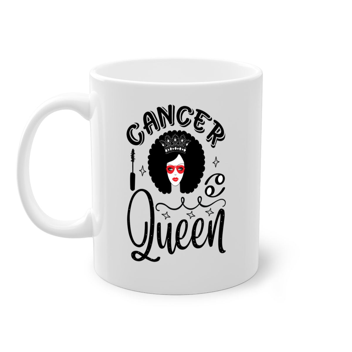 Cancer queen 162# zodiac mug with a glossy finish and colored handle, available in multiple colors.