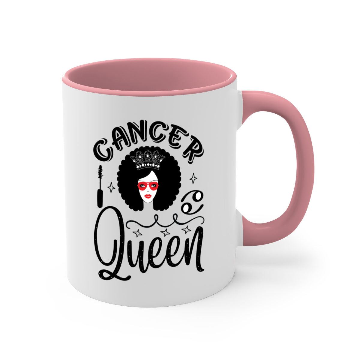 Cancer queen 162# zodiac mug with a glossy finish and colored handle, available in multiple colors.