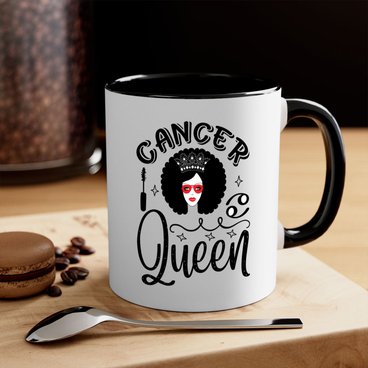 Cancer queen 162# zodiac mug with a glossy finish and colored handle, available in multiple colors.