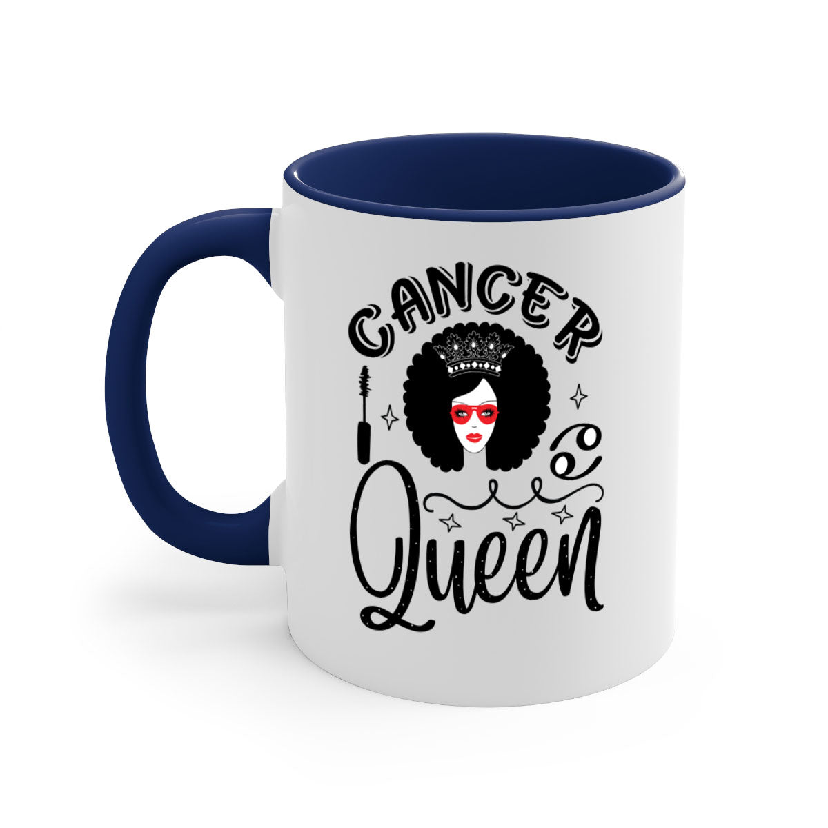 Cancer queen 162# zodiac mug with a glossy finish and colored handle, available in multiple colors.