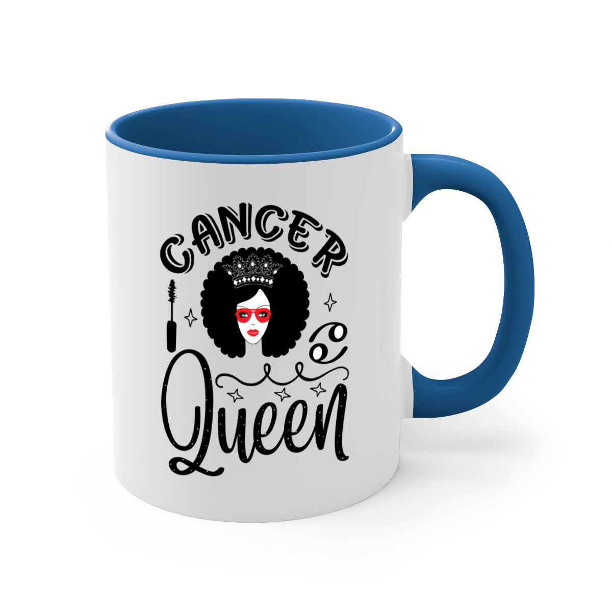 Cancer queen 162# zodiac mug with a glossy finish and colored handle, available in multiple colors.