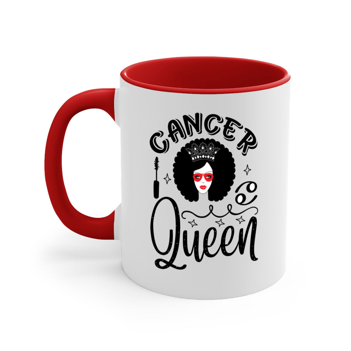 Cancer queen 162# zodiac mug with a glossy finish and colored handle, available in multiple colors.