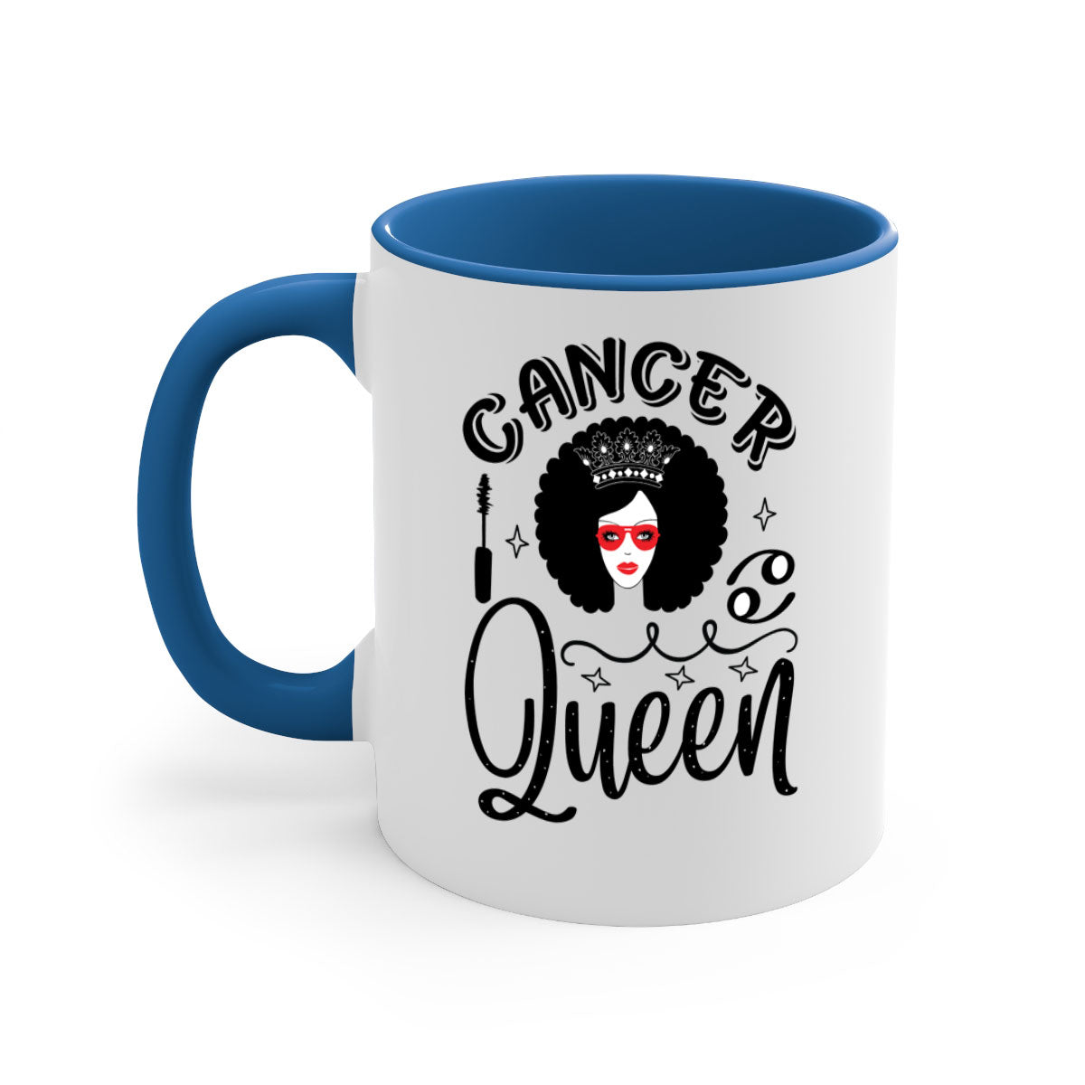 Cancer queen 162# zodiac mug with a glossy finish and colored handle, available in multiple colors.