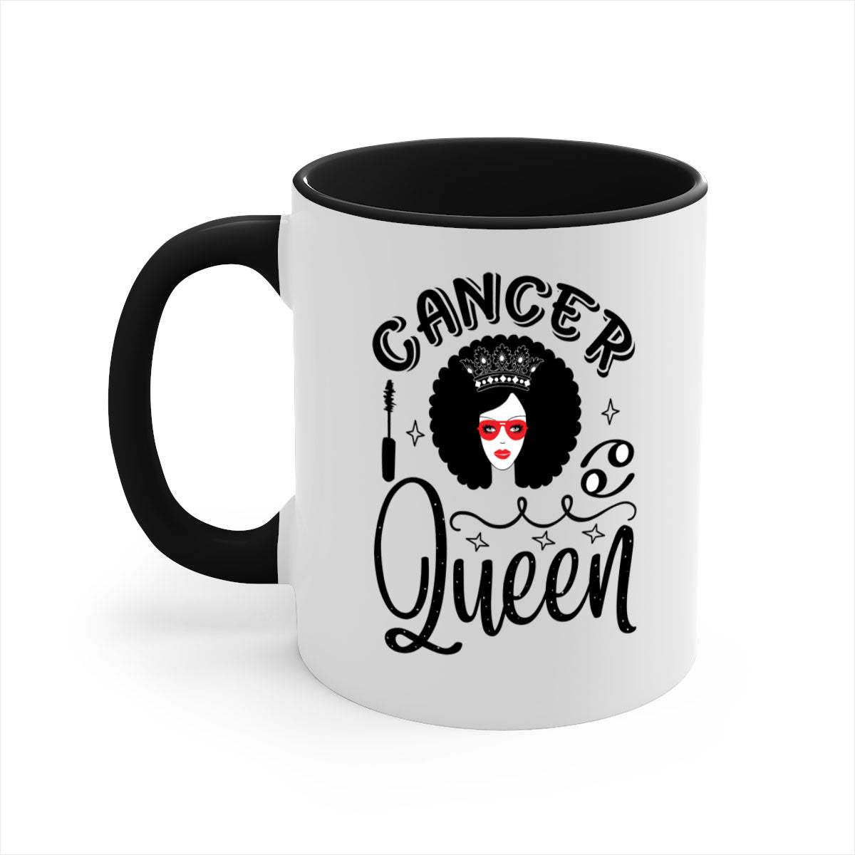 Cancer queen 162# zodiac mug with a glossy finish and colored handle, available in multiple colors.