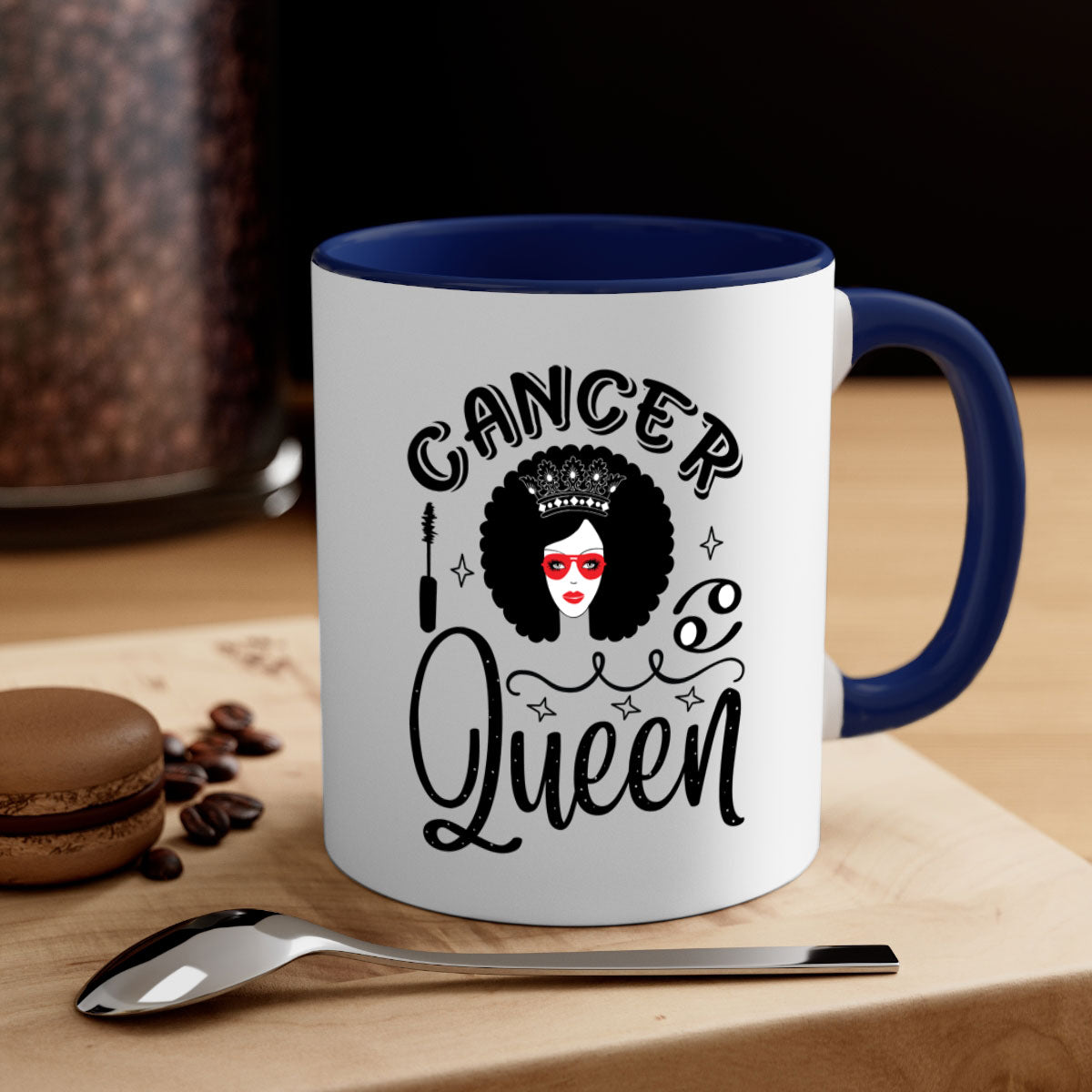 Cancer queen 162# zodiac mug with a glossy finish and colored handle, available in multiple colors.