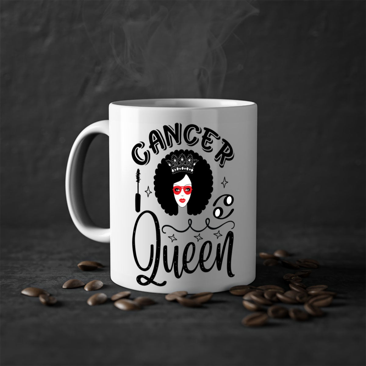 Cancer queen 162# zodiac mug with a glossy finish and colored handle, available in multiple colors.