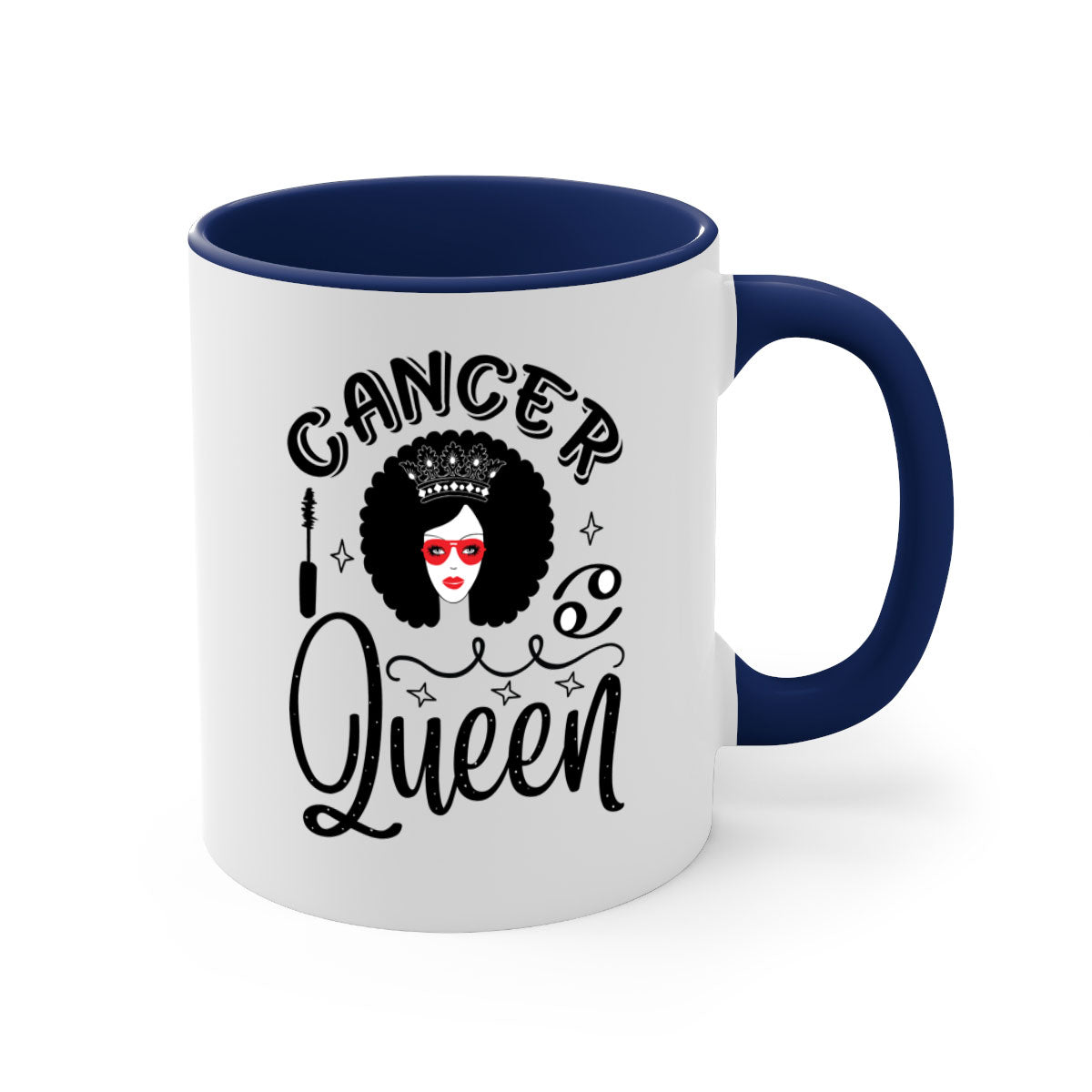 Cancer queen 162# zodiac mug with a glossy finish and colored handle, available in multiple colors.