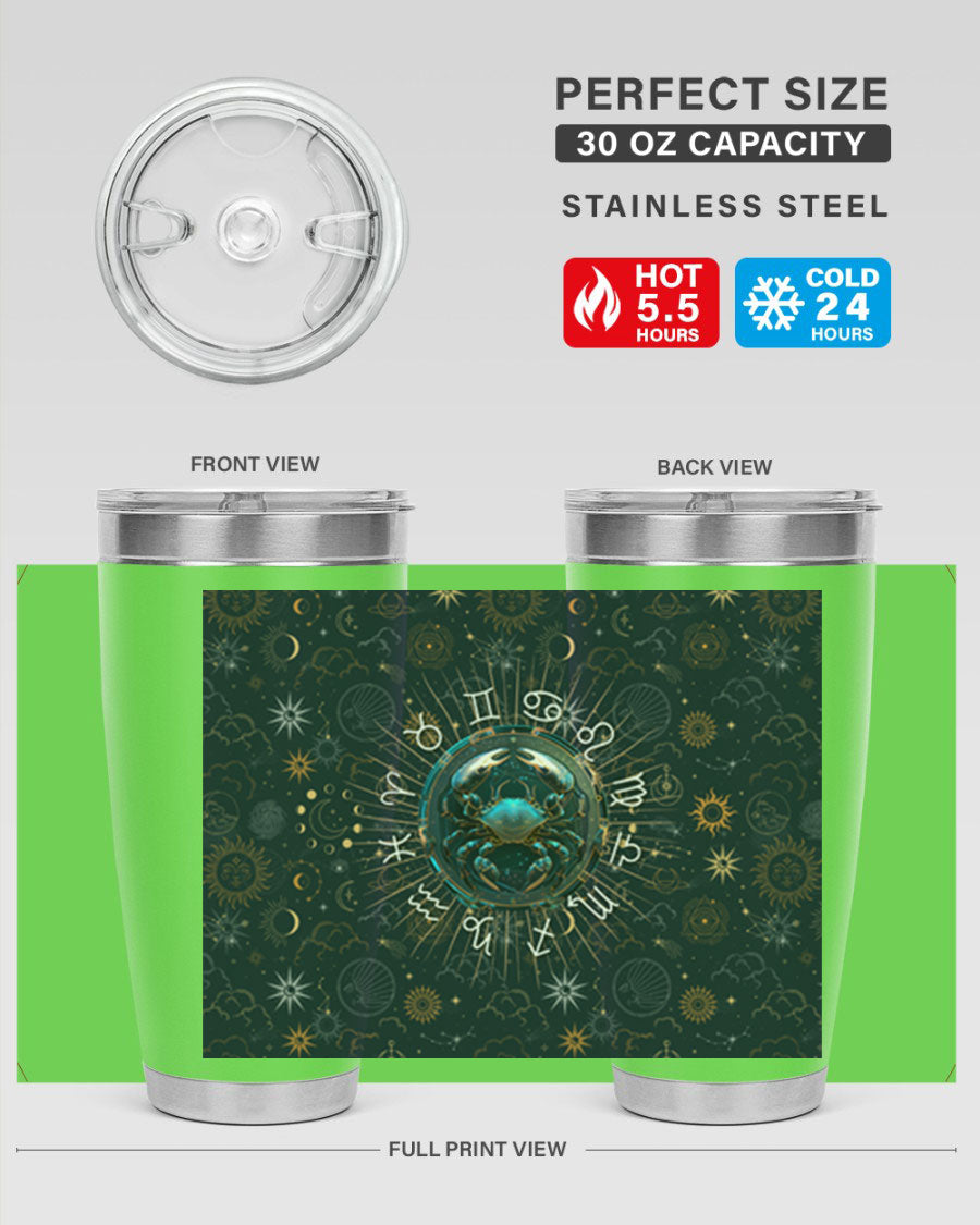 Cancer Straight 146# Tumbler, a stylish 20oz double wall vacuum stainless steel tumbler with a drink-thru lid, perfect for hot and cold beverages.