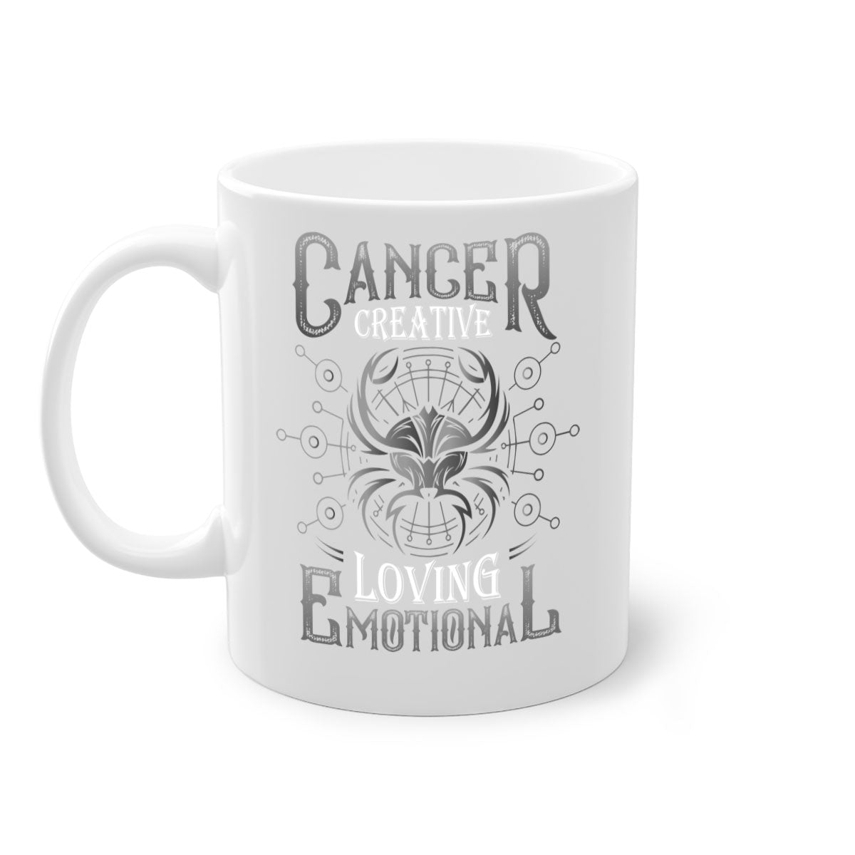 CancerCreative 157# zodiac mug with a glossy finish, featuring a colored handle and interior, available in multiple colors.