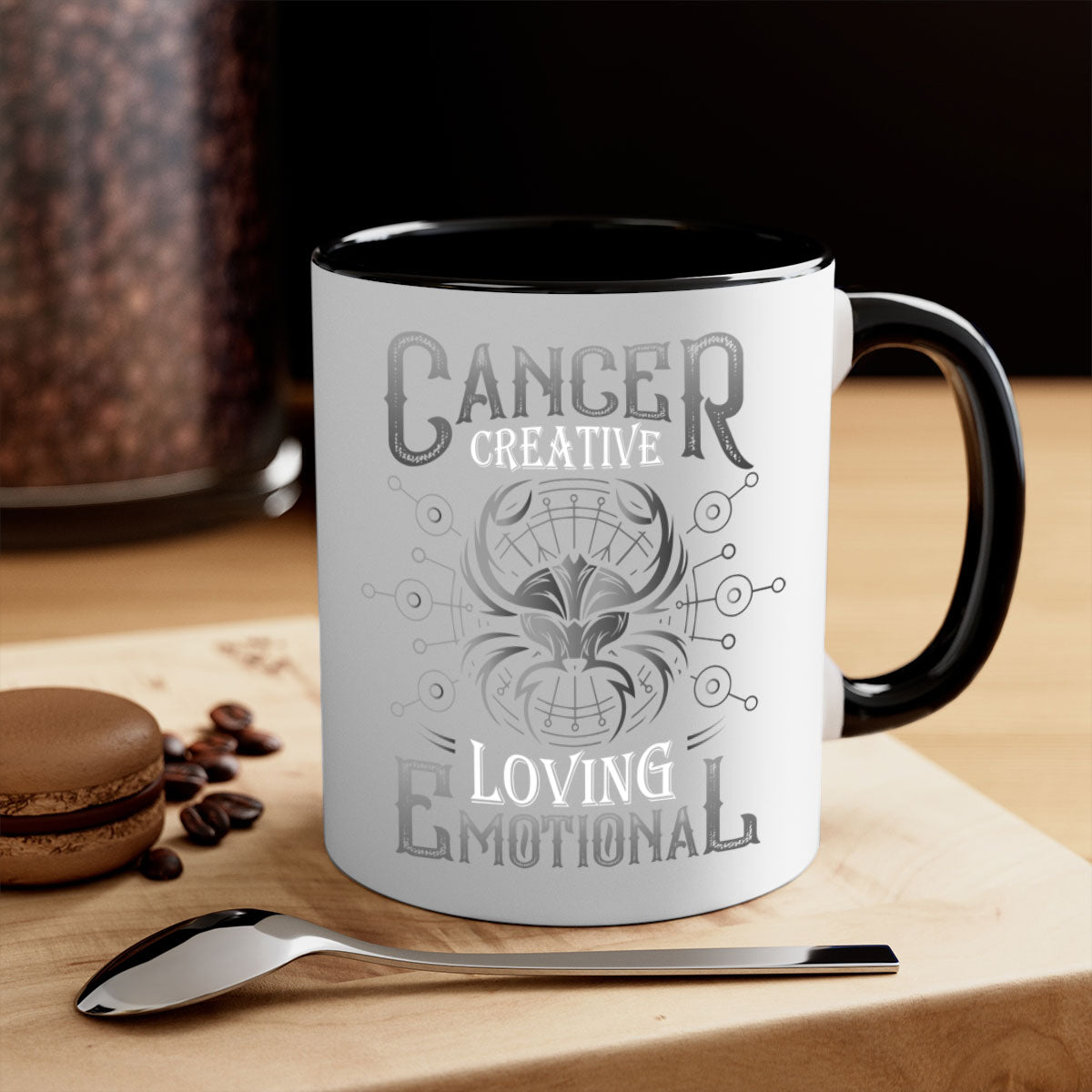 CancerCreative 157# zodiac mug with a glossy finish, featuring a colored handle and interior, available in multiple colors.