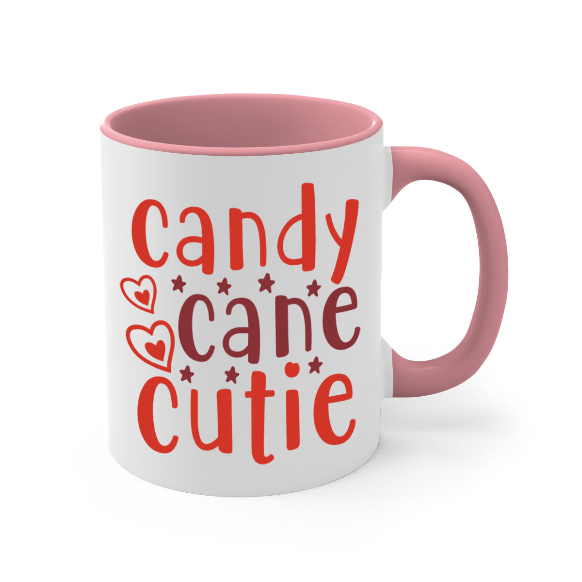 Candy Cane Cutie Christmas Mug with colorful handle and glossy finish, perfect for holiday beverages.