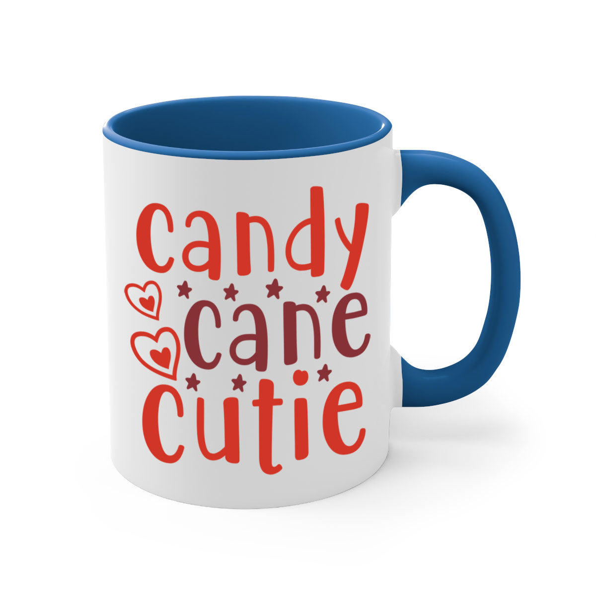 Candy Cane Cutie Christmas Mug with colorful handle and glossy finish, perfect for holiday beverages.