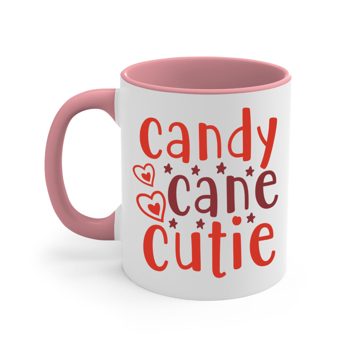 Candy Cane Cutie Christmas Mug with colorful handle and glossy finish, perfect for holiday beverages.