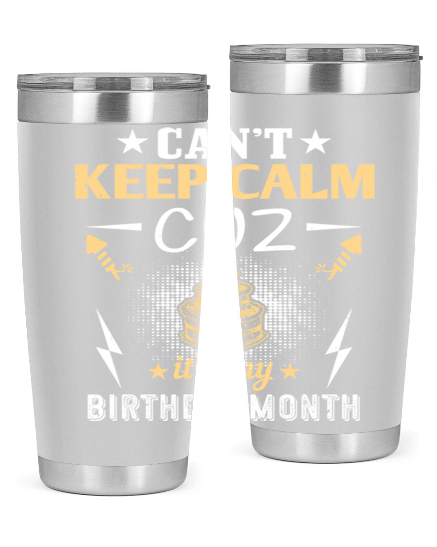 A stylish 20oz and 30oz stainless steel tumbler with a fun birthday design, perfect for keeping drinks hot or cold.