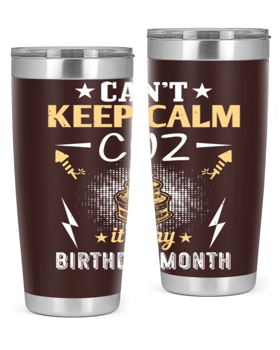 A stylish 20oz and 30oz stainless steel tumbler with a fun birthday design, perfect for keeping drinks hot or cold.
