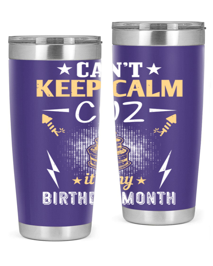 A stylish 20oz and 30oz stainless steel tumbler with a fun birthday design, perfect for keeping drinks hot or cold.