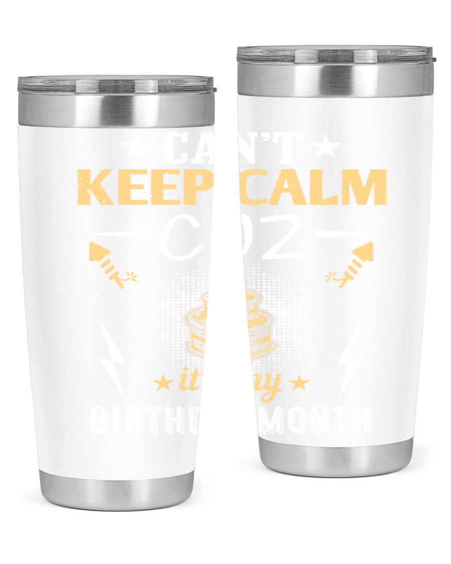 A stylish 20oz and 30oz stainless steel tumbler with a fun birthday design, perfect for keeping drinks hot or cold.