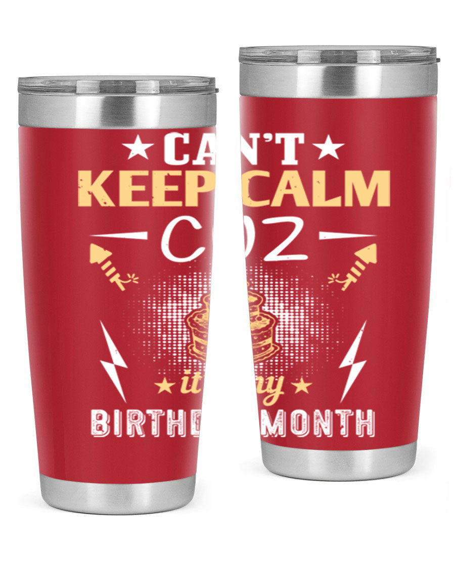 A stylish 20oz and 30oz stainless steel tumbler with a fun birthday design, perfect for keeping drinks hot or cold.