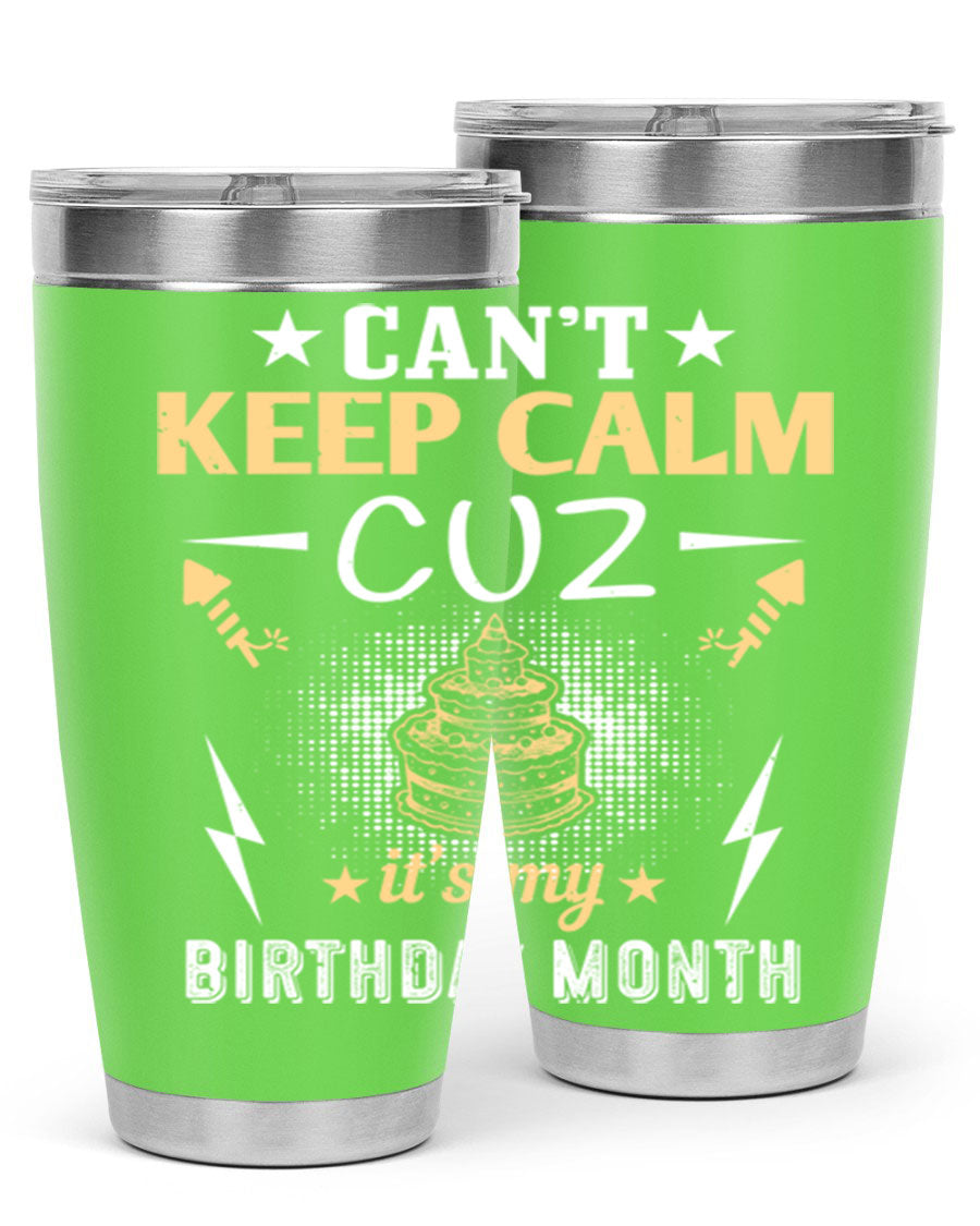 A stylish 20oz and 30oz stainless steel tumbler with a fun birthday design, perfect for keeping drinks hot or cold.