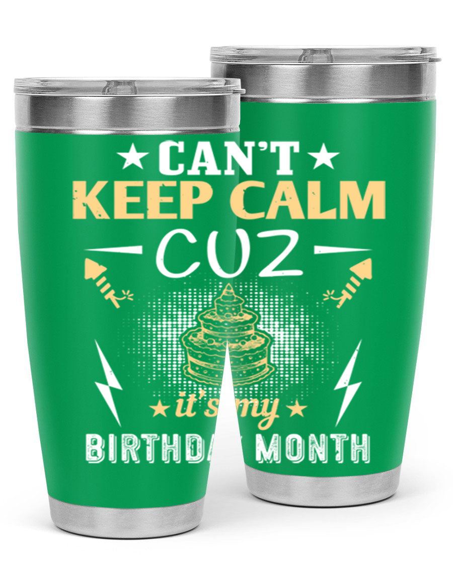 A stylish 20oz and 30oz stainless steel tumbler with a fun birthday design, perfect for keeping drinks hot or cold.