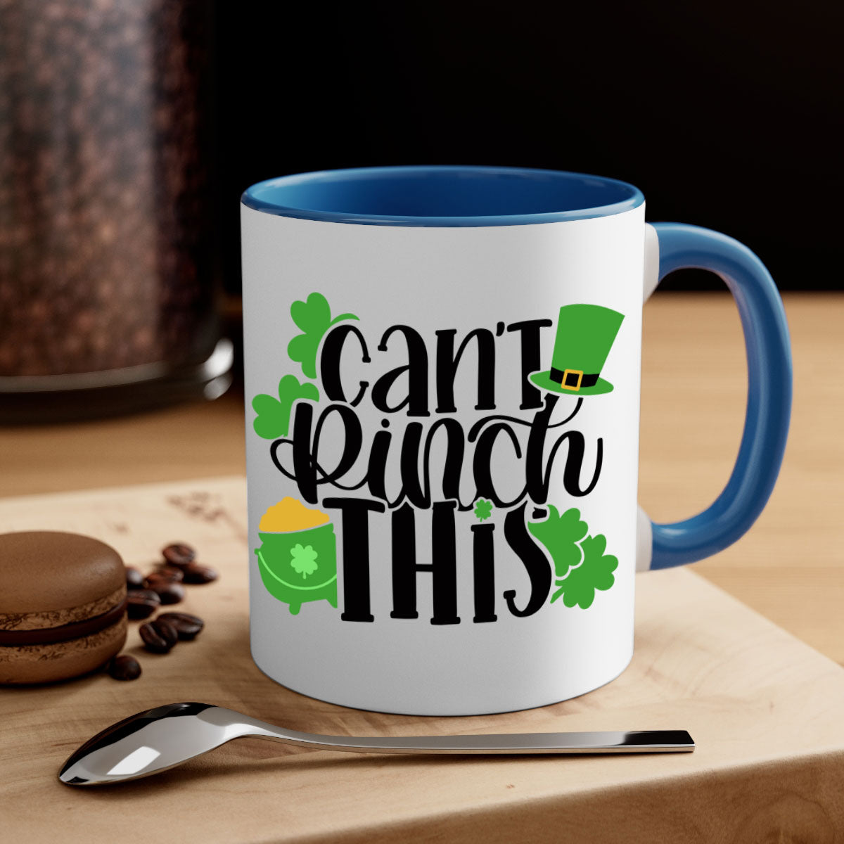 Cant Pinch This Style 103# St. Patrick's Day mug with a glossy finish and colorful handle, perfect for coffee or tea.