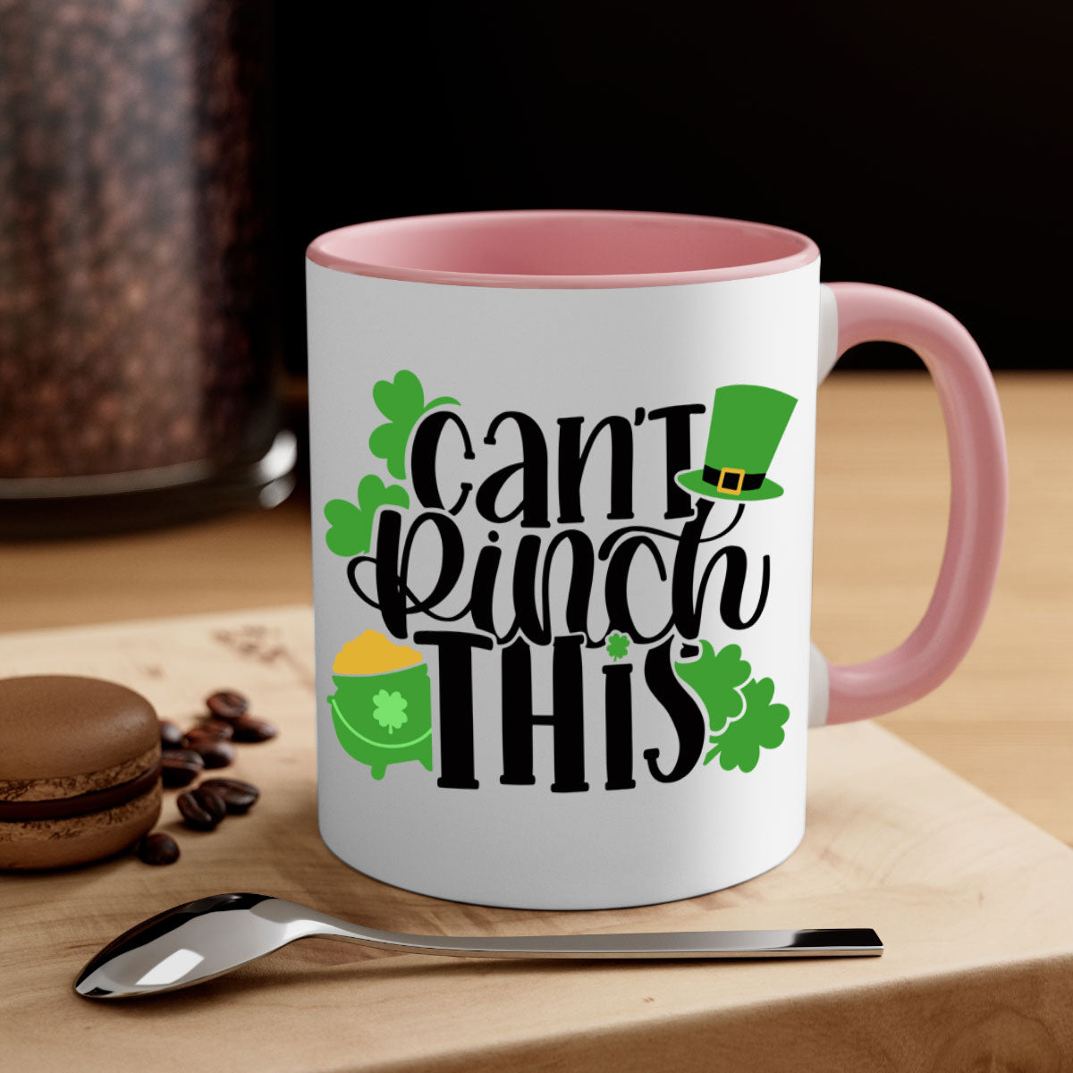Cant Pinch This Style 103# St. Patrick's Day mug with a glossy finish and colorful handle, perfect for coffee or tea.