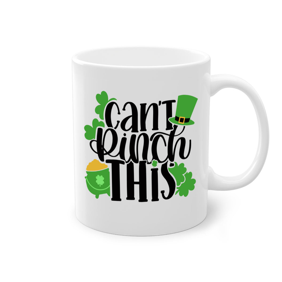 Cant Pinch This Style 103# St. Patrick's Day mug with a glossy finish and colorful handle, perfect for coffee or tea.