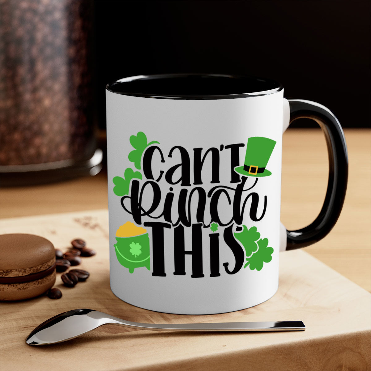 Cant Pinch This Style 103# St. Patrick's Day mug with a glossy finish and colorful handle, perfect for coffee or tea.