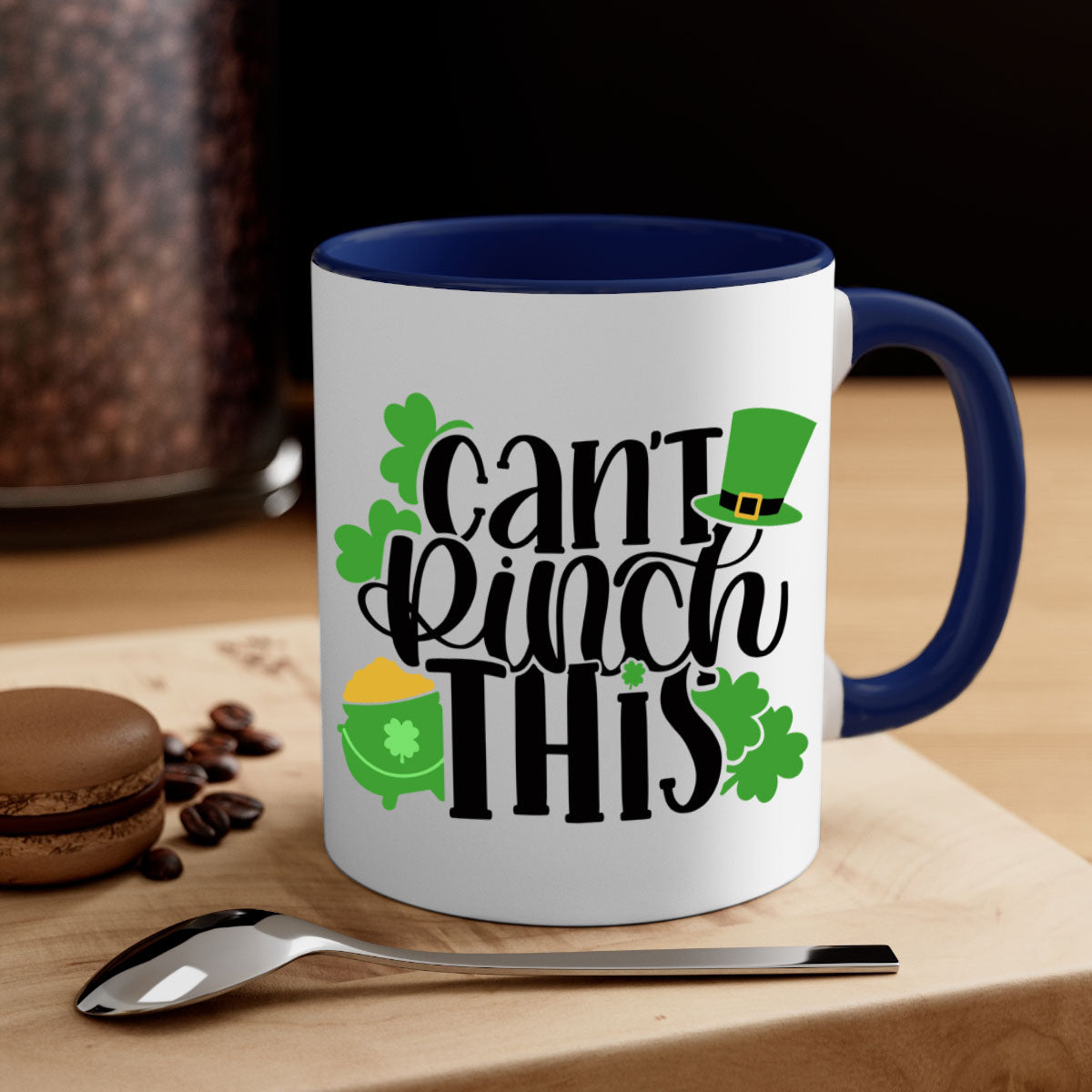 Cant Pinch This Style 103# St. Patrick's Day mug with a glossy finish and colorful handle, perfect for coffee or tea.