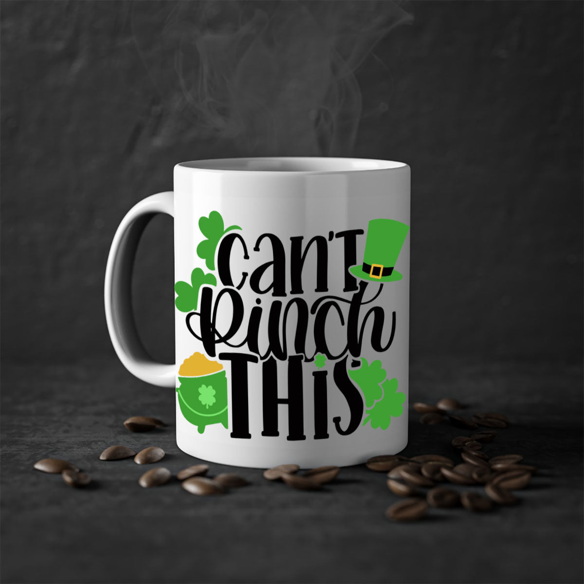 Cant Pinch This Style 103# St. Patrick's Day mug with a glossy finish and colorful handle, perfect for coffee or tea.