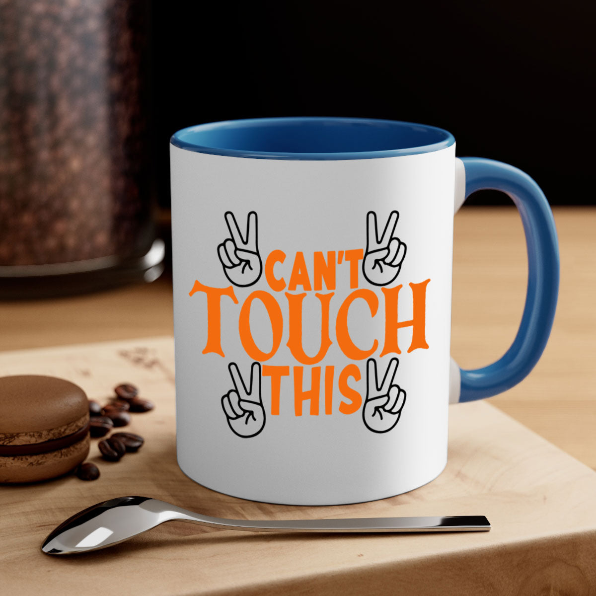 Cant Touch This 2010# Basketball Mug featuring a glossy finish, colored handle, and interior in vibrant colors.
