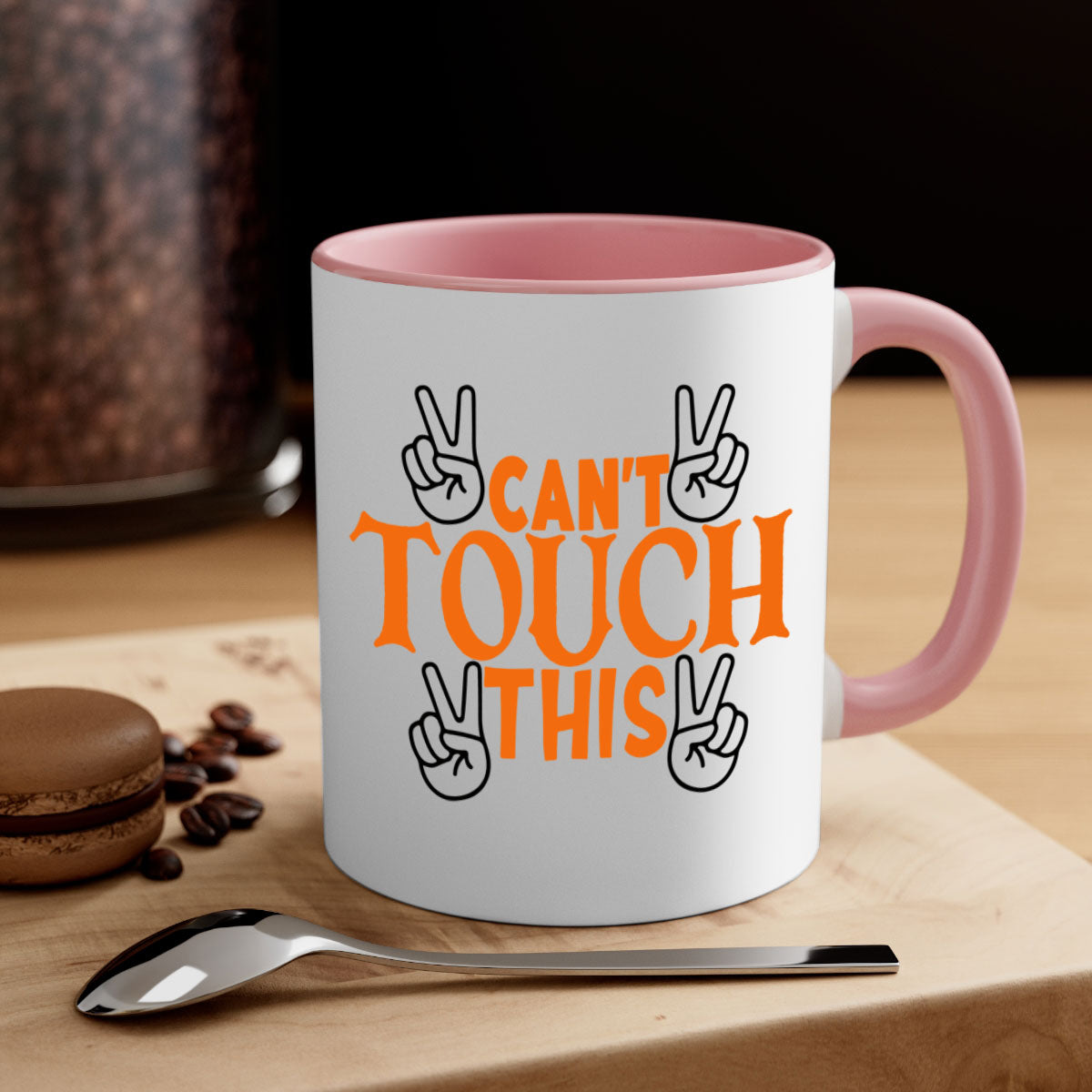Cant Touch This 2010# Basketball Mug featuring a glossy finish, colored handle, and interior in vibrant colors.