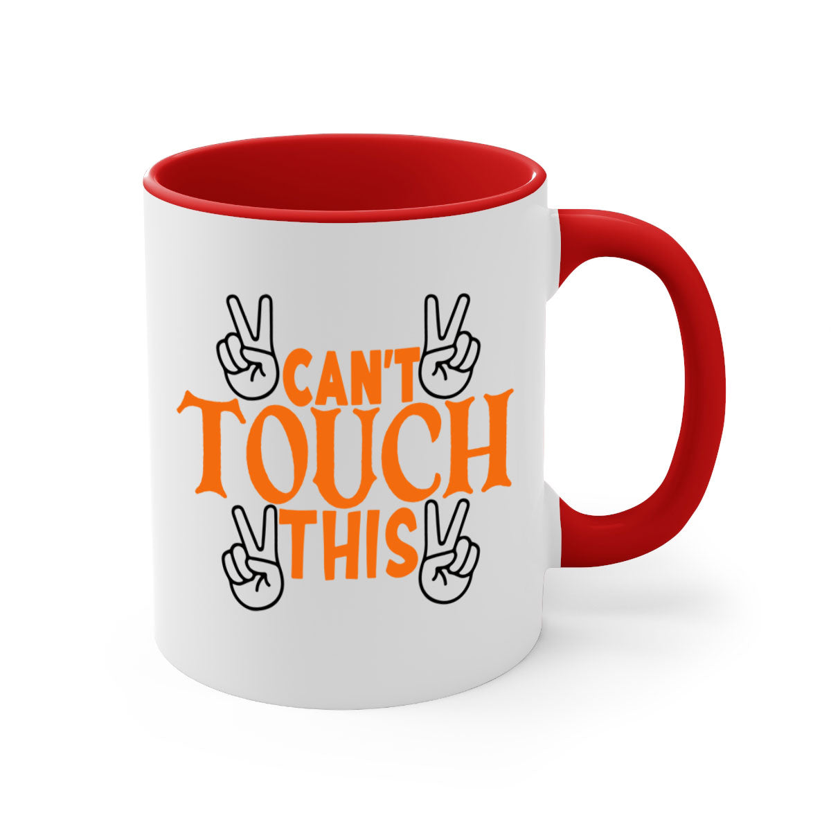 Cant Touch This 2010# Basketball Mug featuring a glossy finish, colored handle, and interior in vibrant colors.