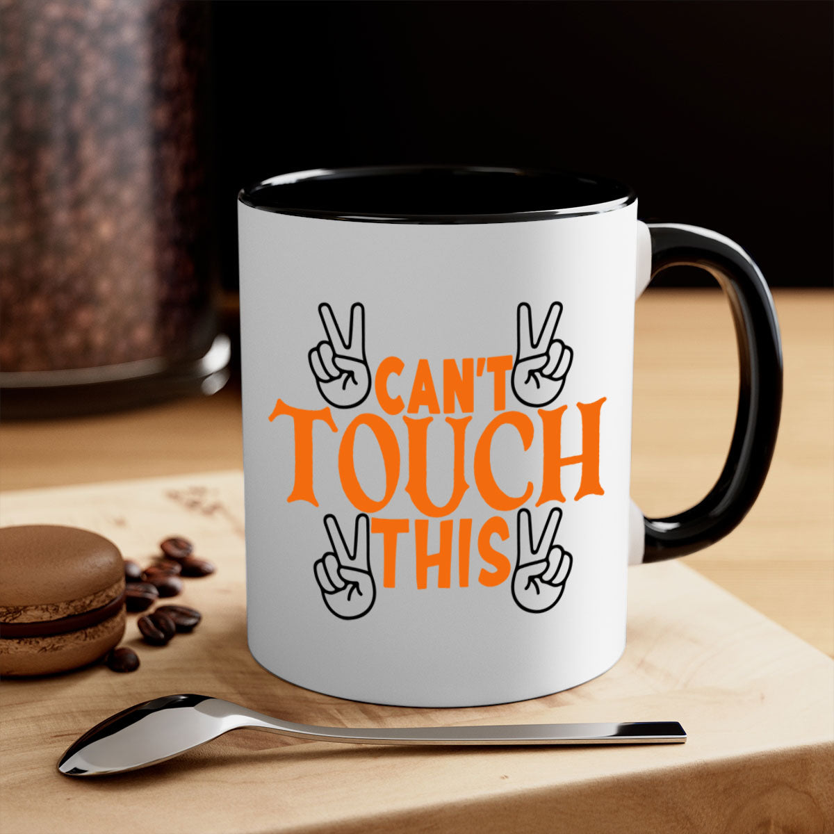Cant Touch This 2010# Basketball Mug featuring a glossy finish, colored handle, and interior in vibrant colors.