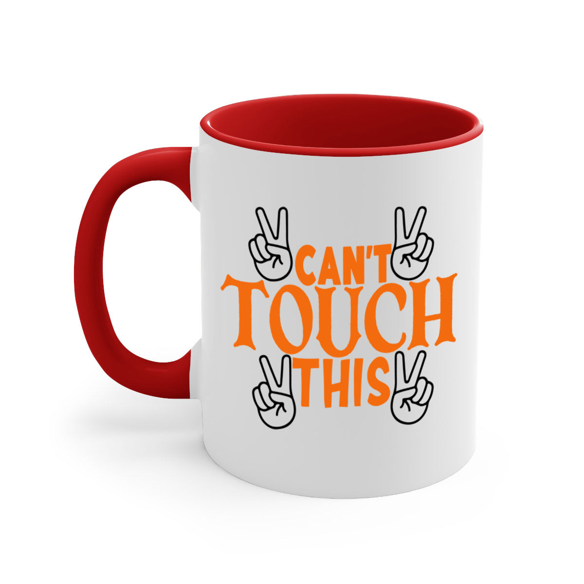 Cant Touch This 2010# Basketball Mug featuring a glossy finish, colored handle, and interior in vibrant colors.