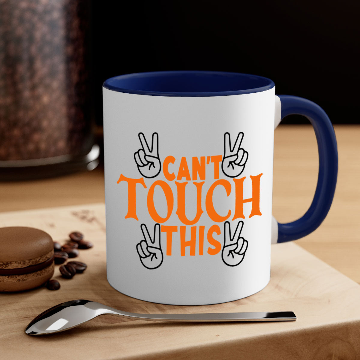 Cant Touch This 2010# Basketball Mug featuring a glossy finish, colored handle, and interior in vibrant colors.