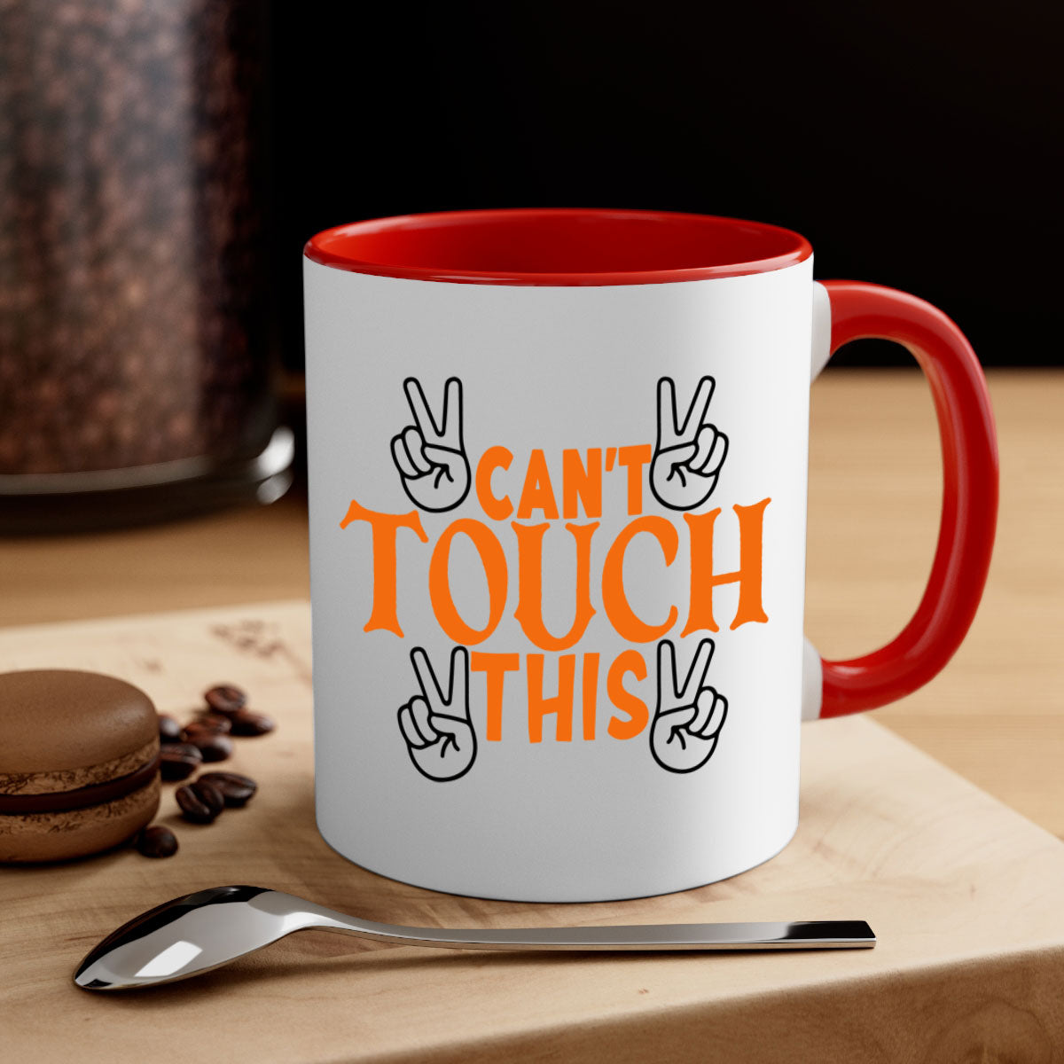 Cant Touch This 2010# Basketball Mug featuring a glossy finish, colored handle, and interior in vibrant colors.