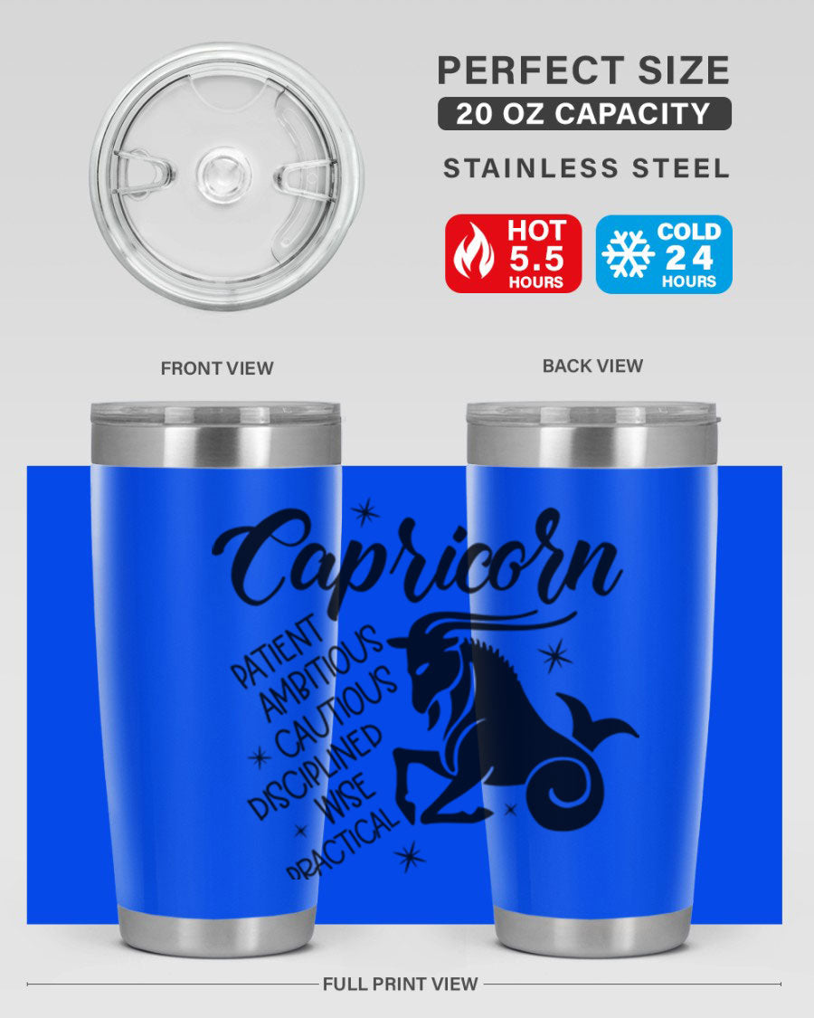 Capricorn 188# Tumbler featuring a sleek design, double wall vacuum insulation, and a press-in lid, perfect for hot and cold beverages.