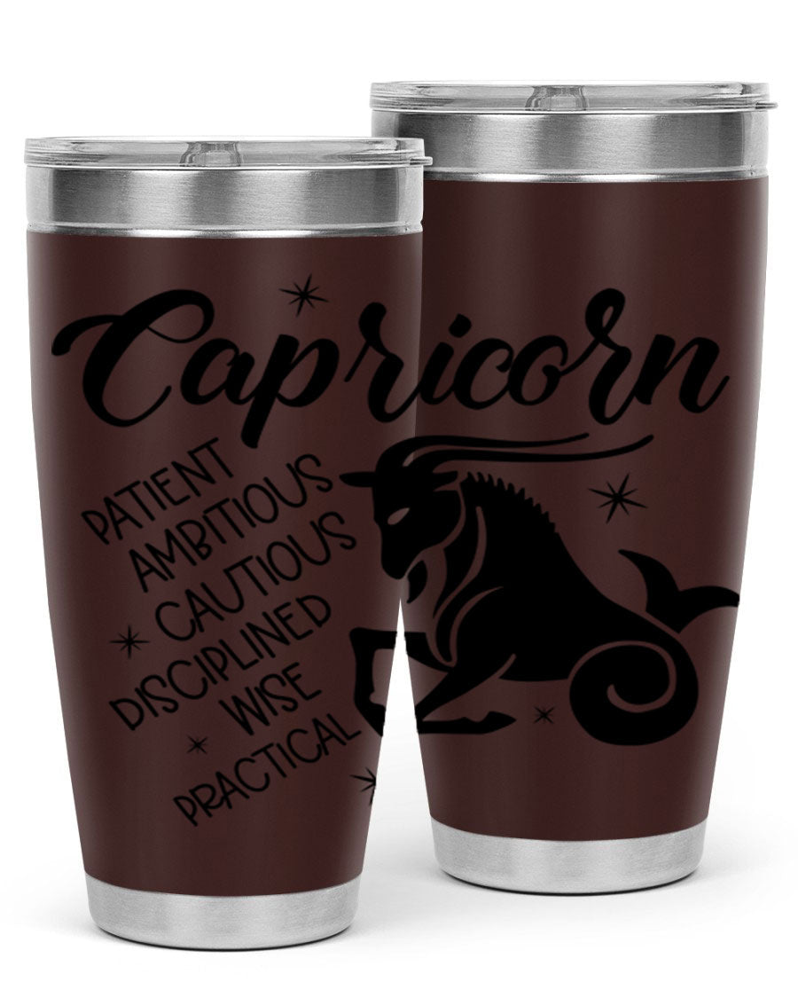 Capricorn 188# Tumbler featuring a sleek design, double wall vacuum insulation, and a press-in lid, perfect for hot and cold beverages.