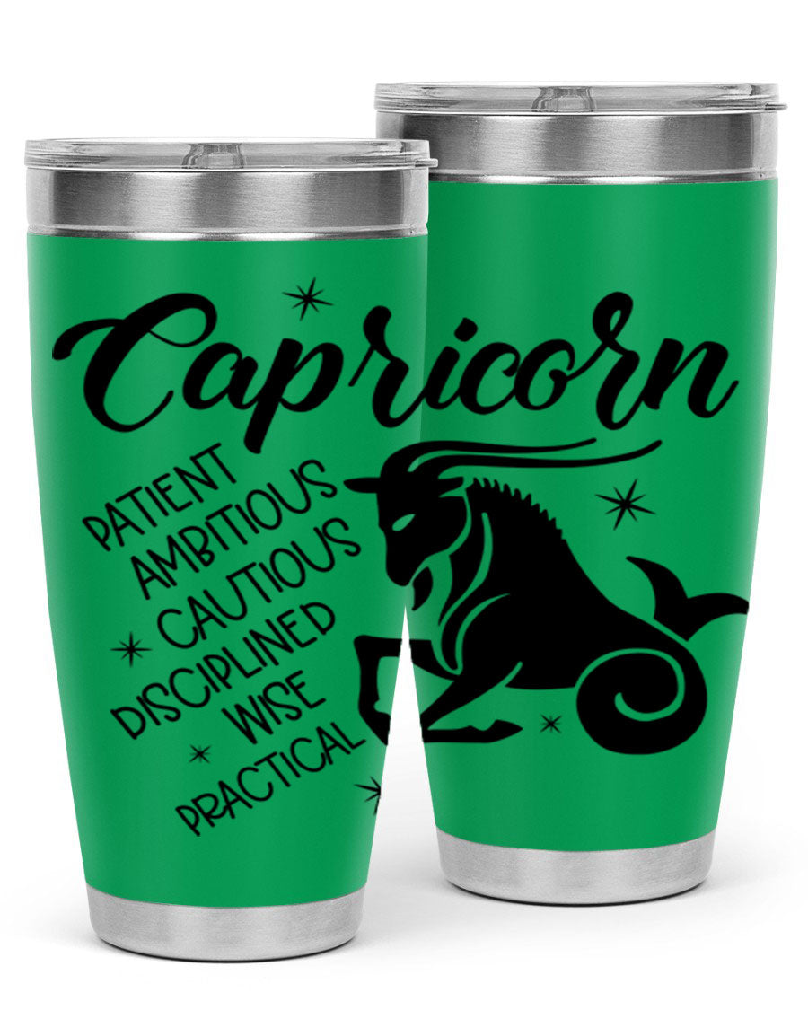 Capricorn 188# Tumbler featuring a sleek design, double wall vacuum insulation, and a press-in lid, perfect for hot and cold beverages.