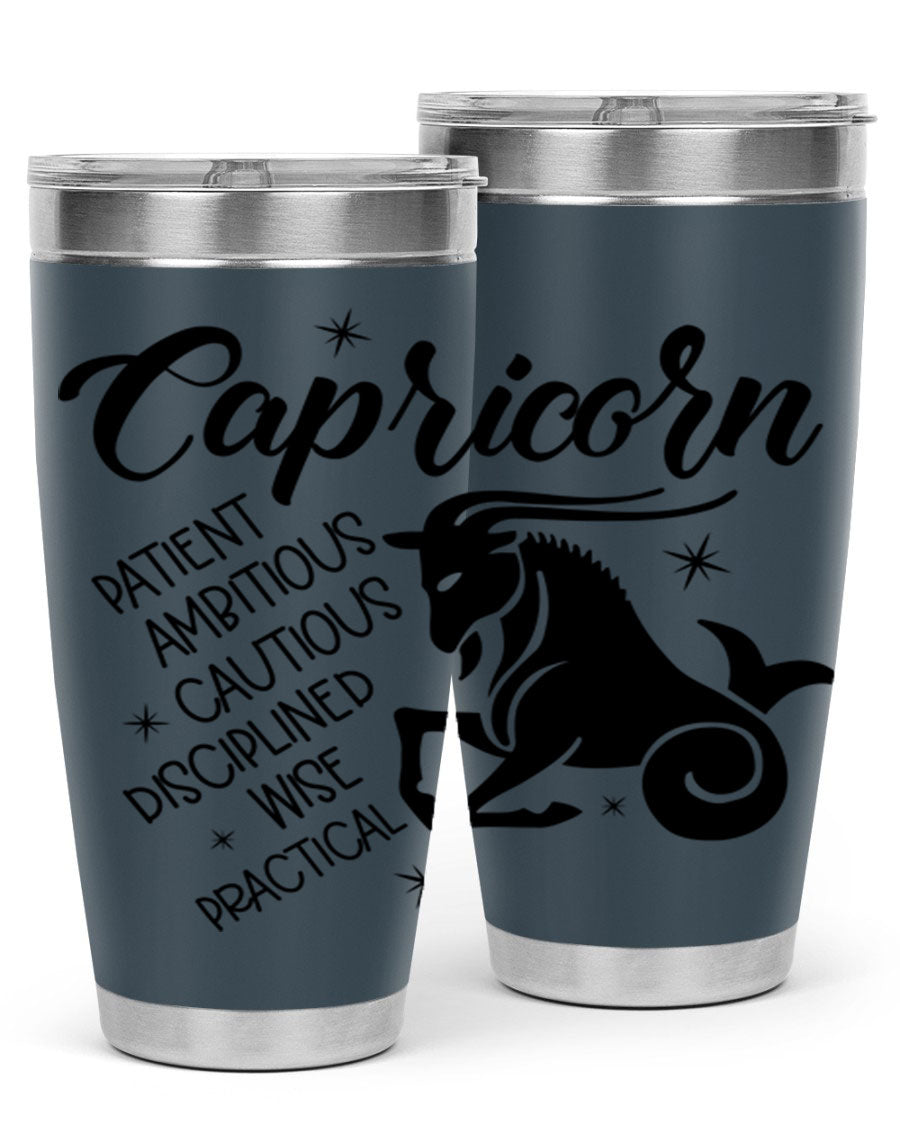 Capricorn 188# Tumbler featuring a sleek design, double wall vacuum insulation, and a press-in lid, perfect for hot and cold beverages.