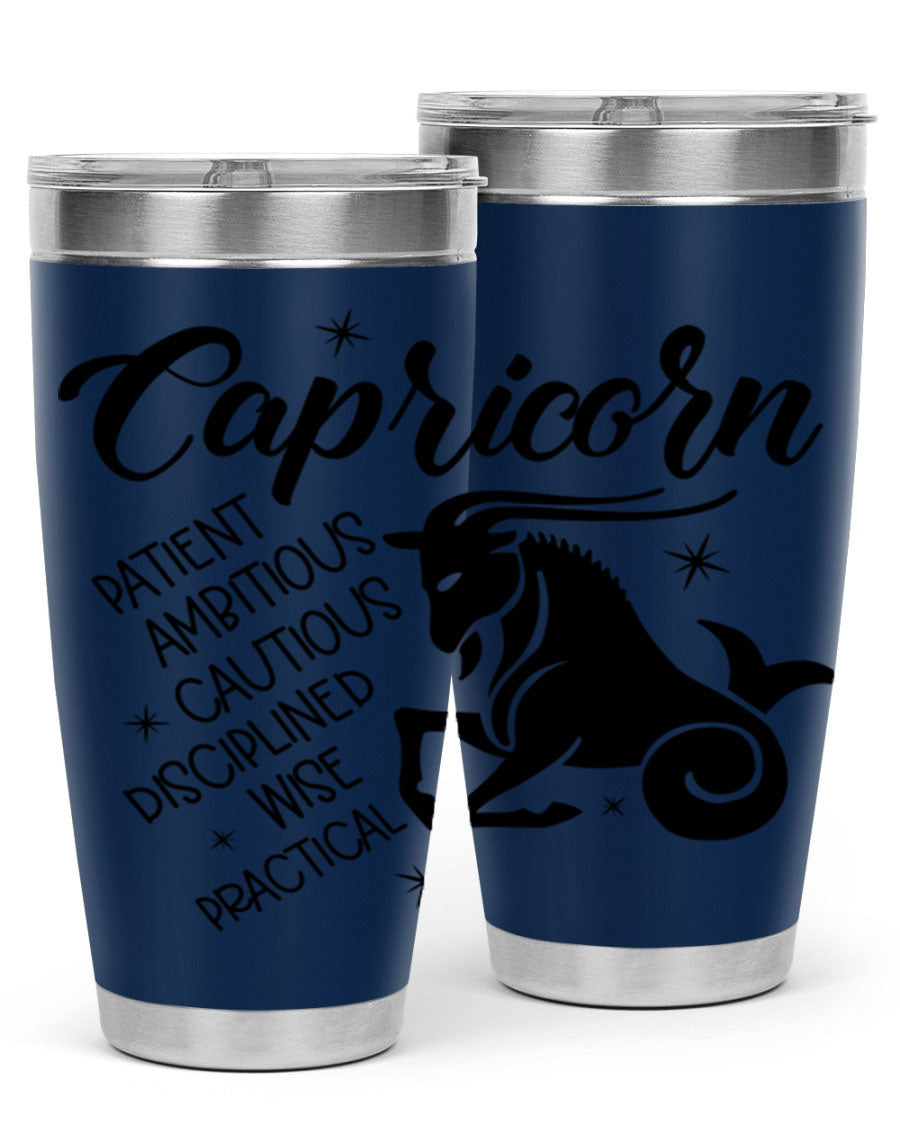 Capricorn 188# Tumbler featuring a sleek design, double wall vacuum insulation, and a press-in lid, perfect for hot and cold beverages.