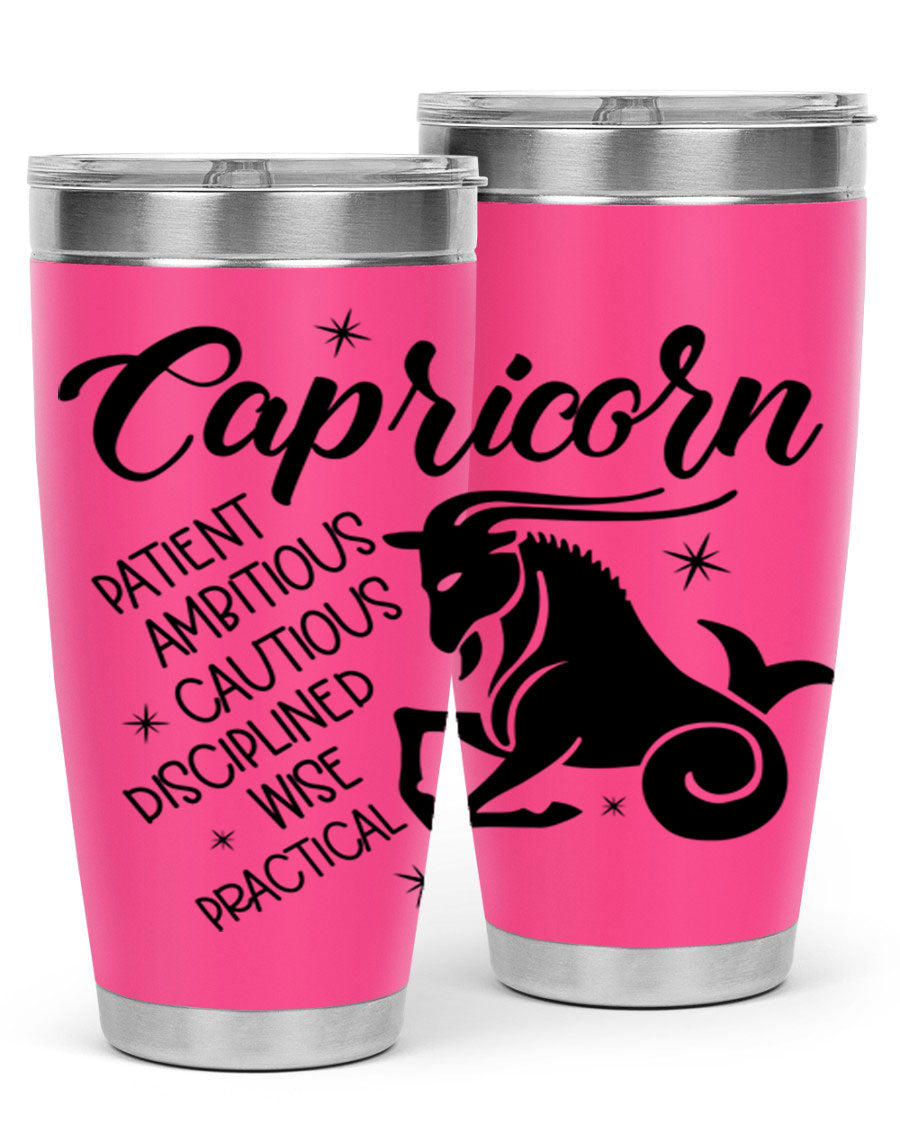 Capricorn 188# Tumbler featuring a sleek design, double wall vacuum insulation, and a press-in lid, perfect for hot and cold beverages.