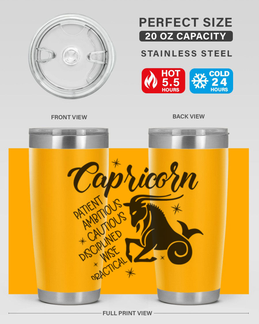 Capricorn 188# Tumbler featuring a sleek design, double wall vacuum insulation, and a press-in lid, perfect for hot and cold beverages.