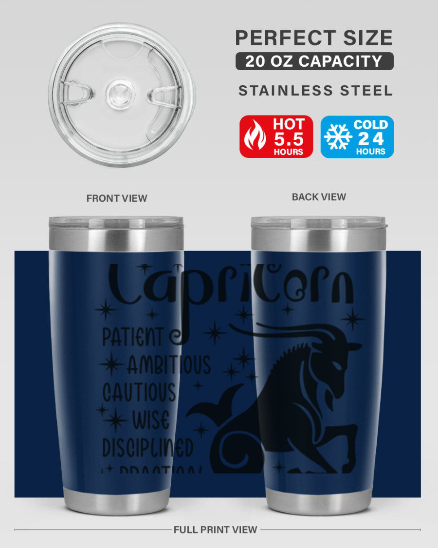 Capricorn 182# 20oz Tumbler featuring double wall vacuum insulation and a stylish design, perfect for hot and cold beverages.
