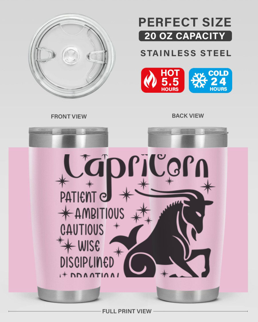 Capricorn 182# 20oz Tumbler featuring double wall vacuum insulation and a stylish design, perfect for hot and cold beverages.