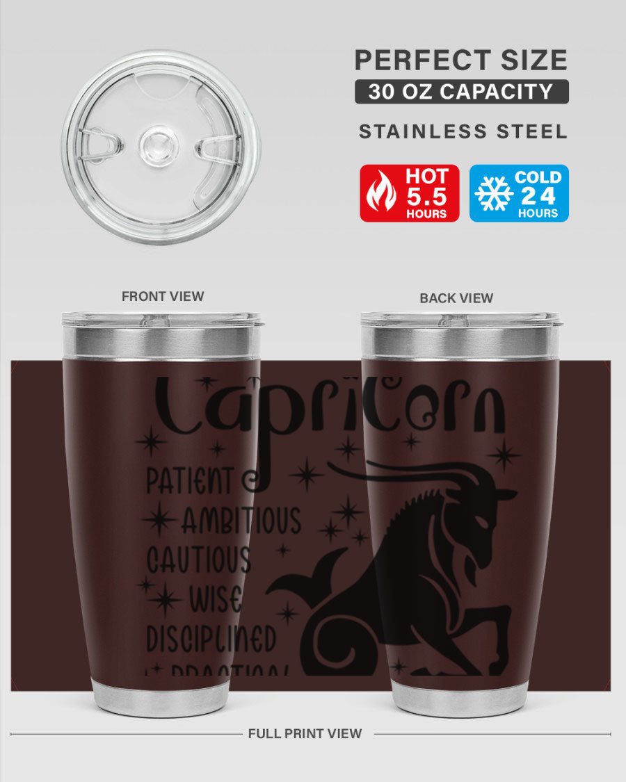 Capricorn 182# 20oz Tumbler featuring double wall vacuum insulation and a stylish design, perfect for hot and cold beverages.