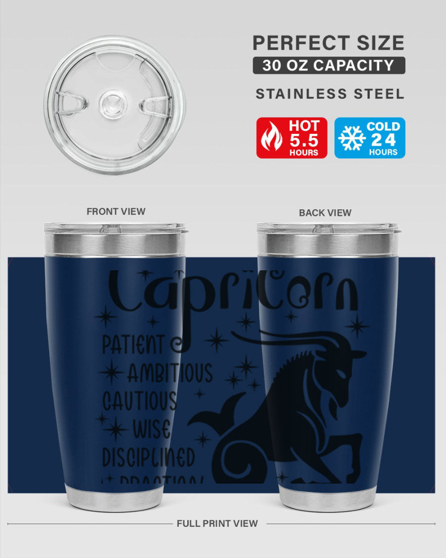 Capricorn 182# 20oz Tumbler featuring double wall vacuum insulation and a stylish design, perfect for hot and cold beverages.