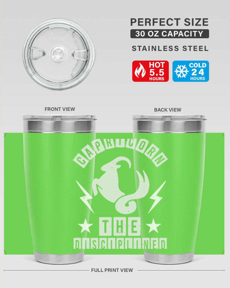 Capricorn 183# Zodiac Tumbler in stainless steel with a stylish design, perfect for hot and cold beverages.