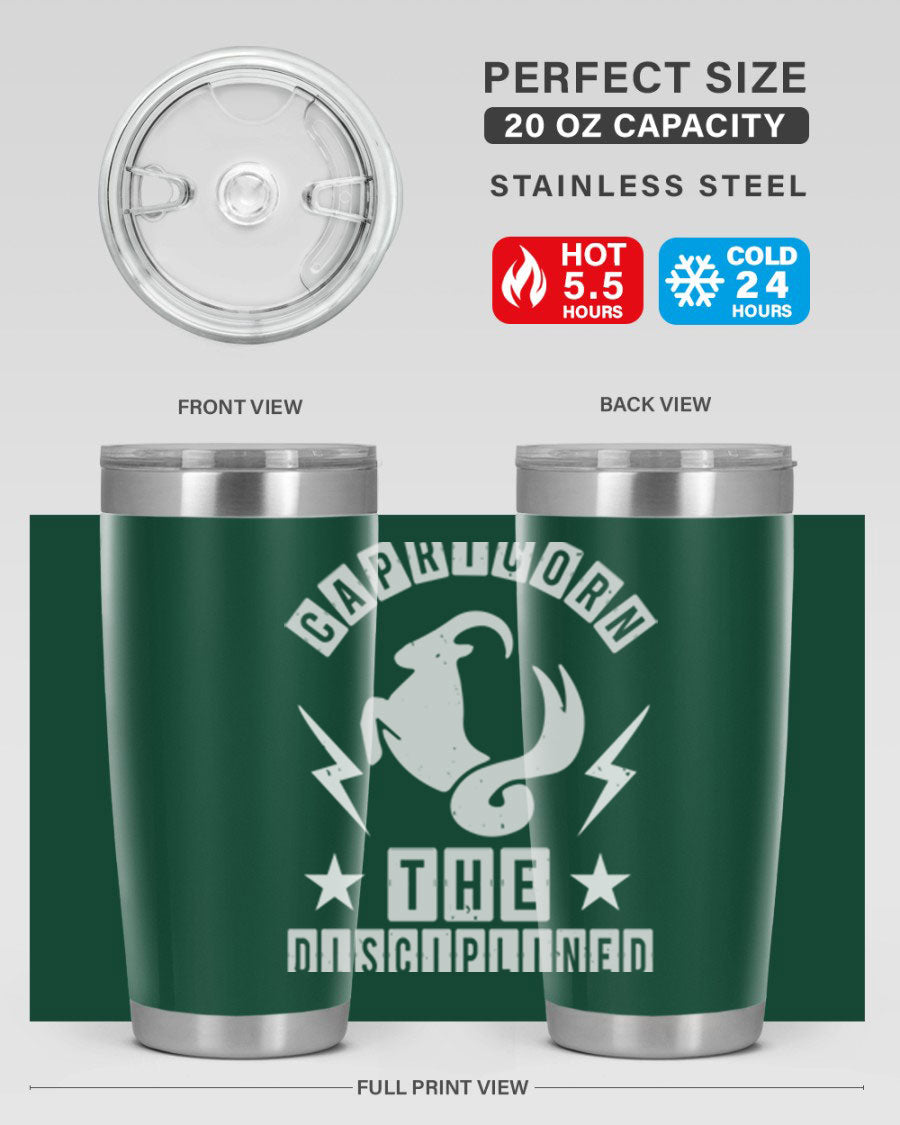 Capricorn 183# Zodiac Tumbler in stainless steel with a stylish design, perfect for hot and cold beverages.